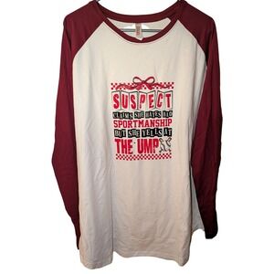 Royal Avalon Sport Womens 3XL Baseball Raglan Tee Burgundy Cream Graphic Shirt